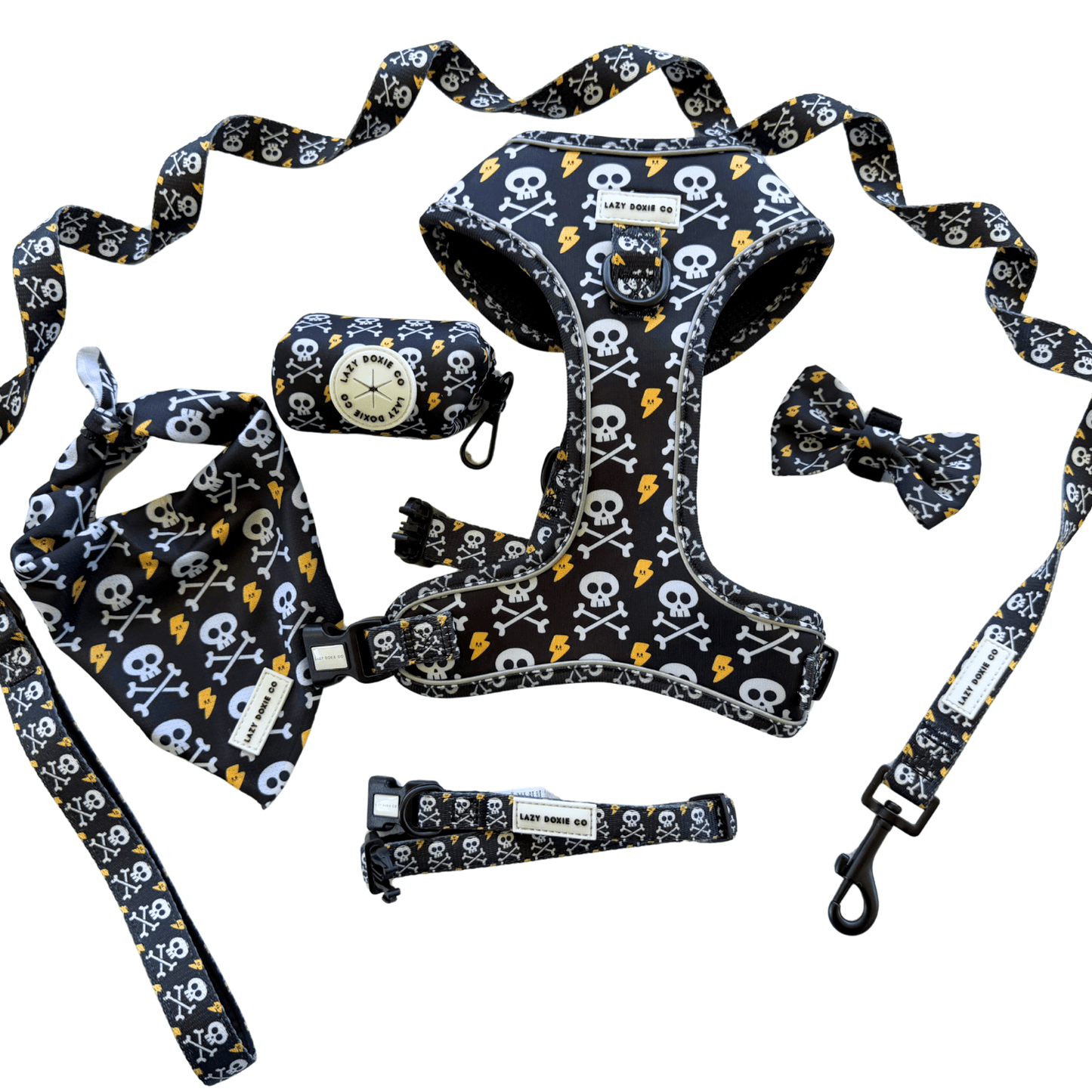 Daily Doxie Bundle - Over - Head Harness + Bow Tie - Lazy Doxie Co