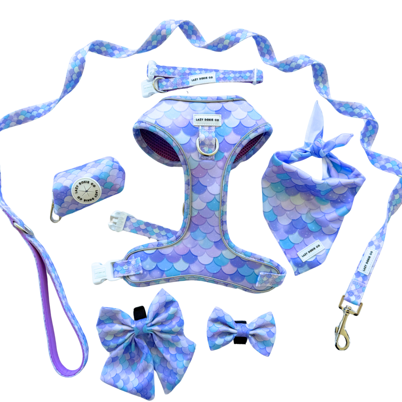 Daily Doxie Bundle - Over - Head Harness + Sailor Bow - Lazy Doxie Co