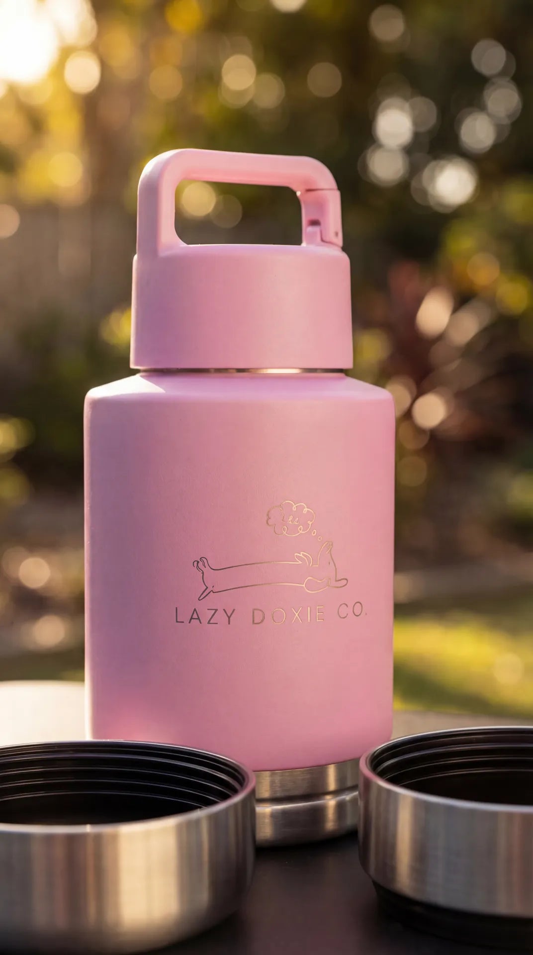 1ltr Water Bottles with Dual Bowls - Lazy Doxie Co