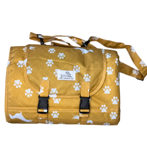 Travel Mat + Crossbody Strap - Pawprint Picnic