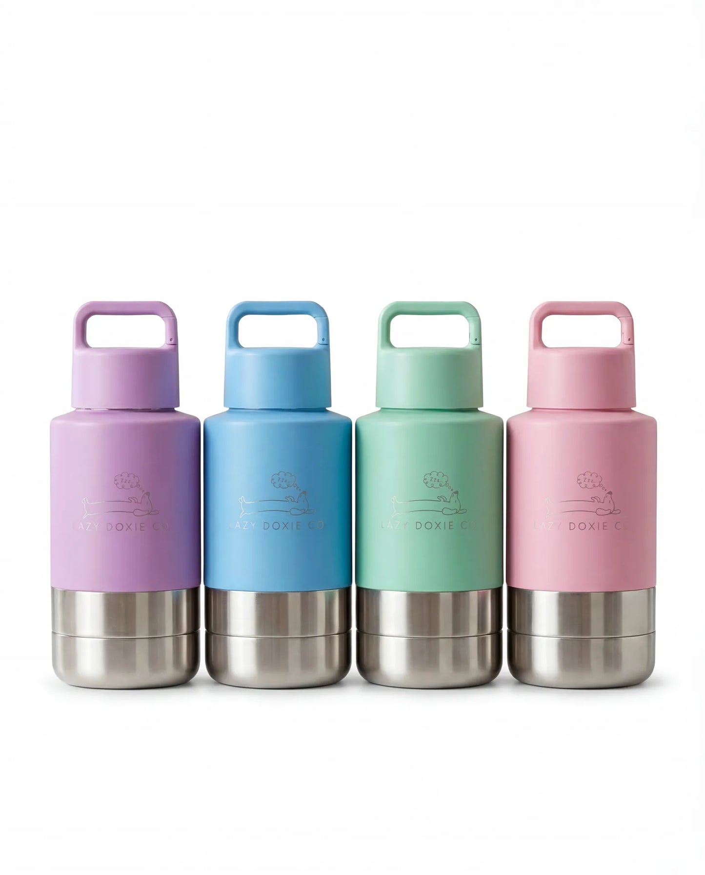 1ltr Water Bottles with Dual Bowls - Lazy Doxie Co