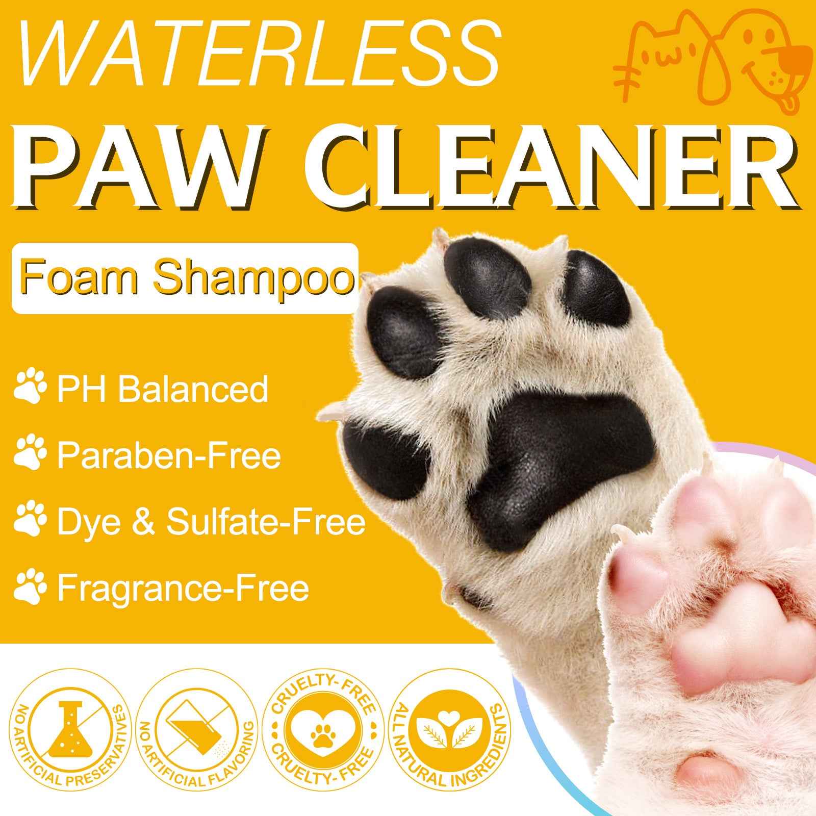 Waterless Paw Cleaner – Foam Shampoo